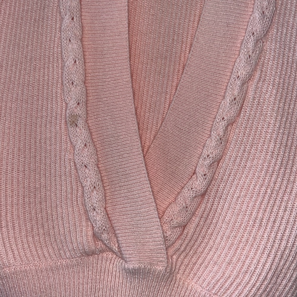 VINTAGE light pink sweater vest topper woolblend boho grandmacore cottagecore 1X - Picture 14 of 15